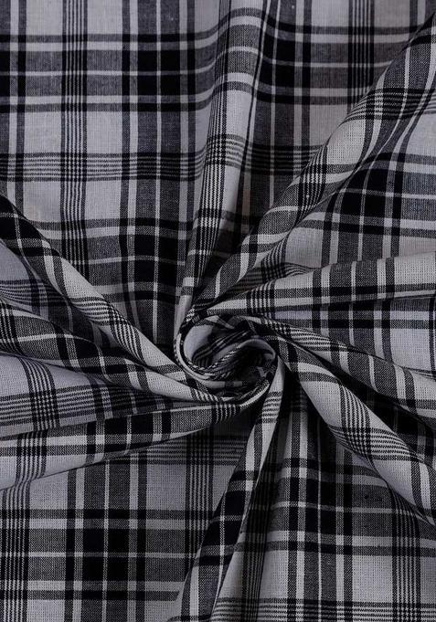 Black And White Cotton Checked Dress