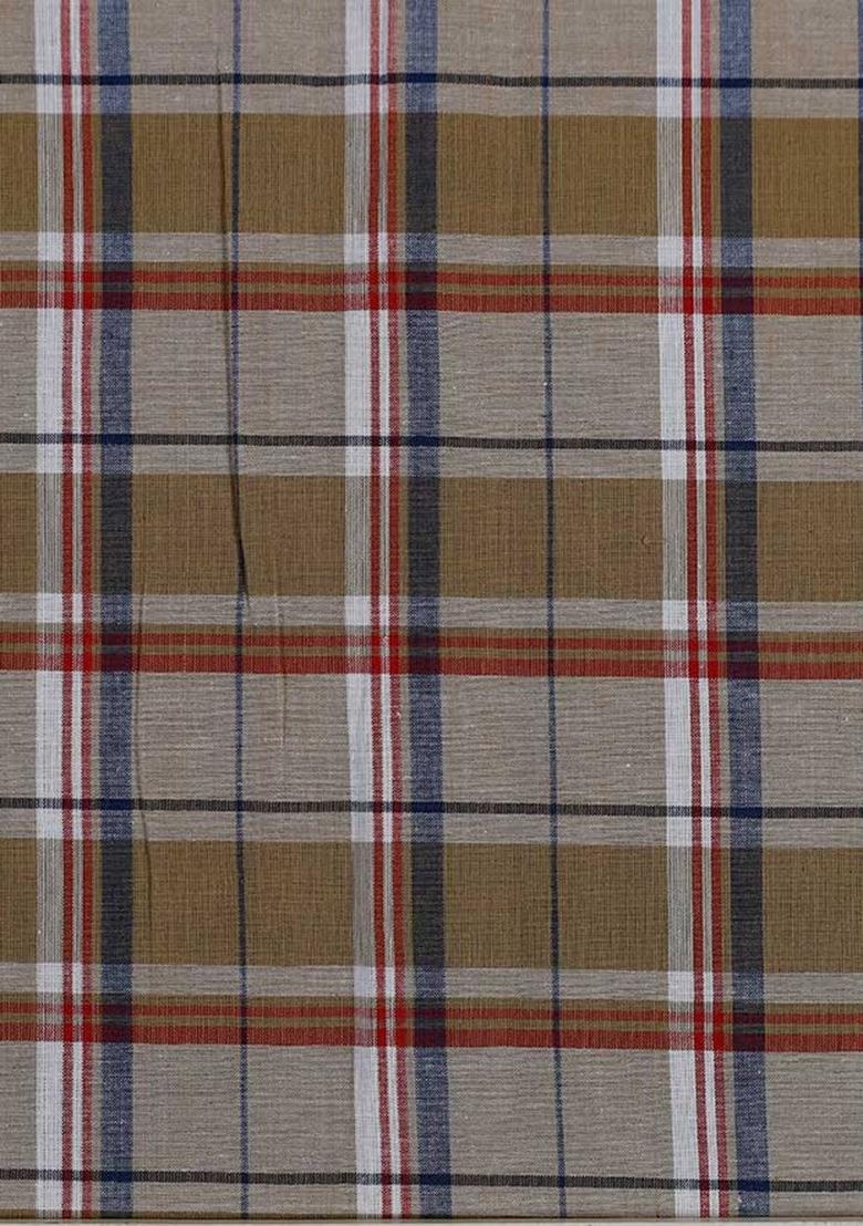 Light Brown Cotton Checked Dress - Indya