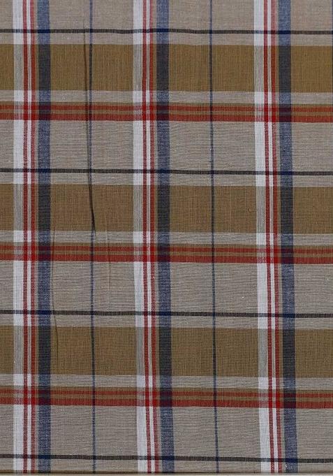 Light Brown Cotton Checked Dress