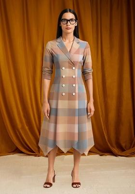 Multicolor Cotton Checked Dress
