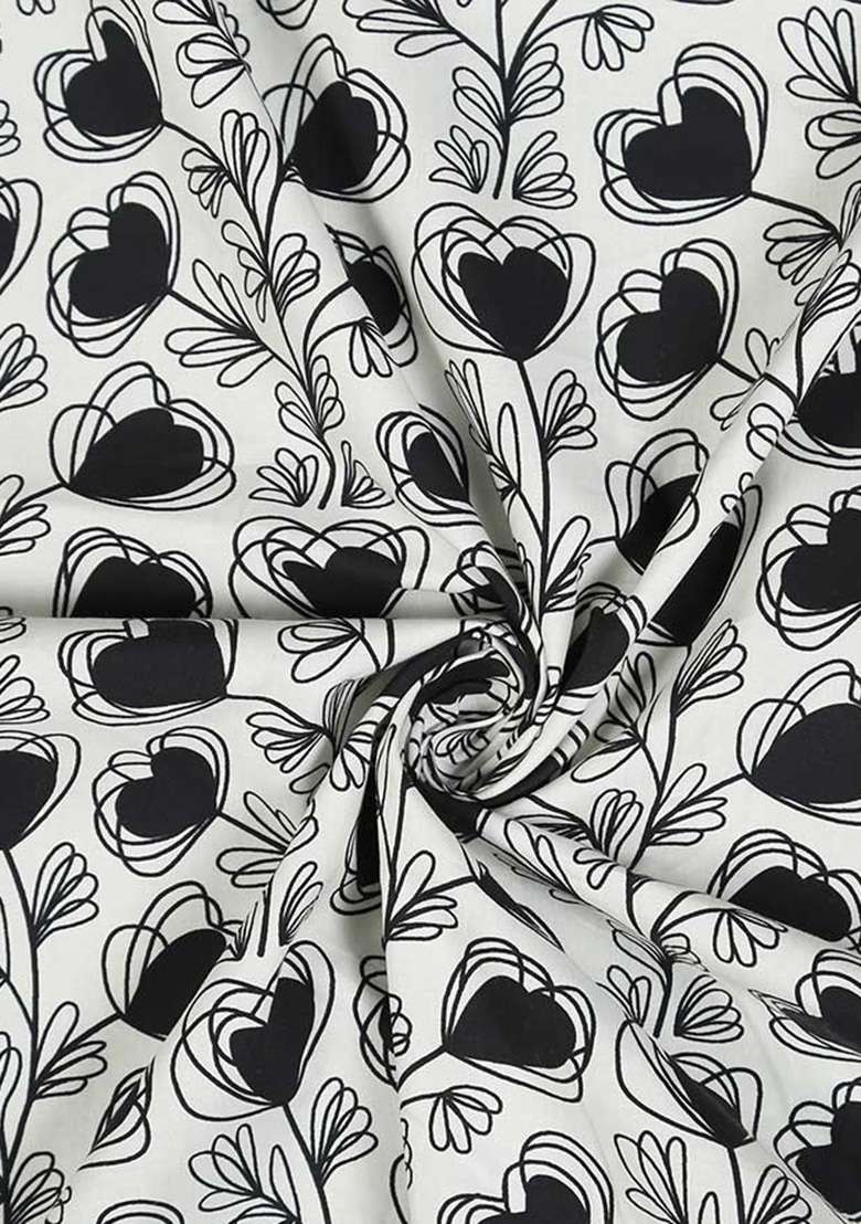 Black And White Poplin Floral Printed Jumpsuit - Indya
