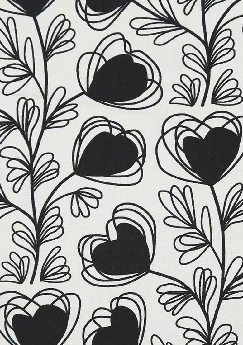 Black And White Poplin Floral Printed Jumpsuit - Indya