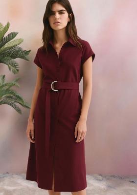 Coffee Brown Linen Dress