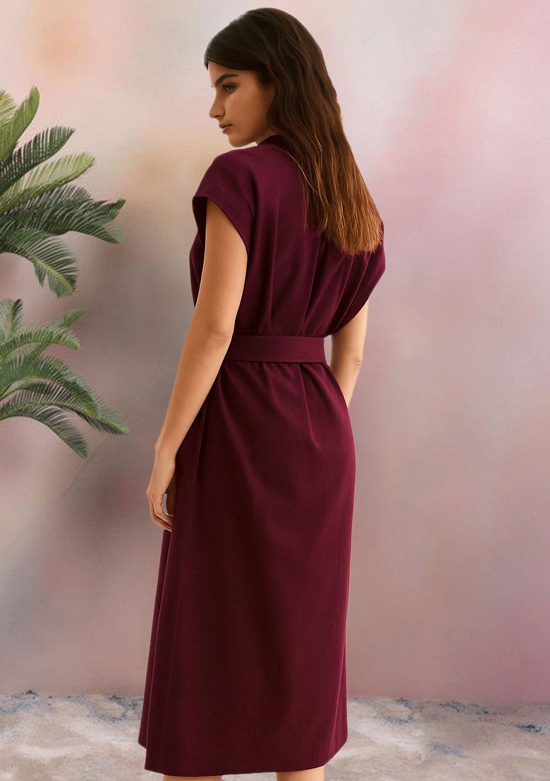 Coffee Brown Linen Dress - Indya