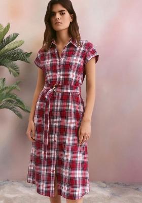 Red Cotton Checked Dress