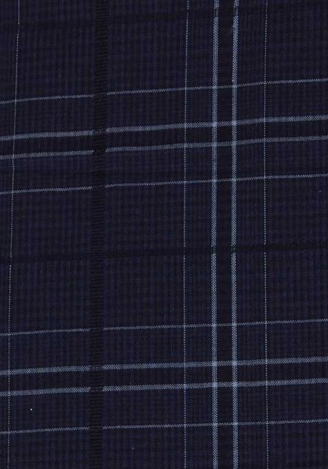 Blue Cotton Checked Dress