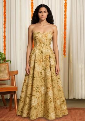 Beige Brocade Dress