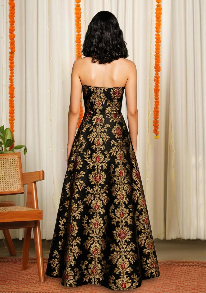 Multicolor Brocade Dress - Indya