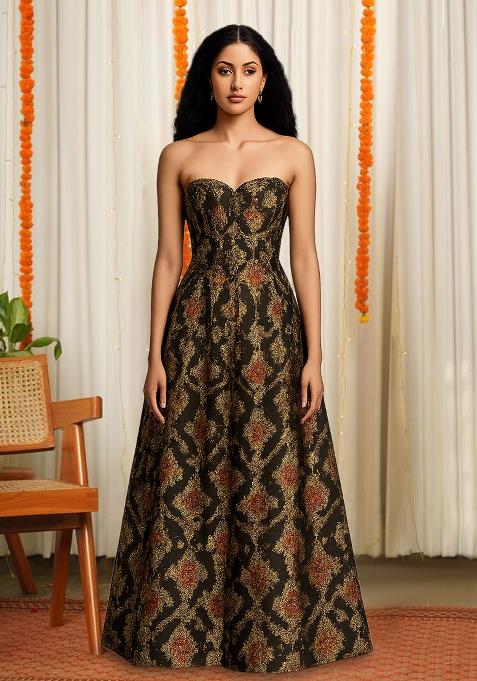 Multicolor Brocade Dress