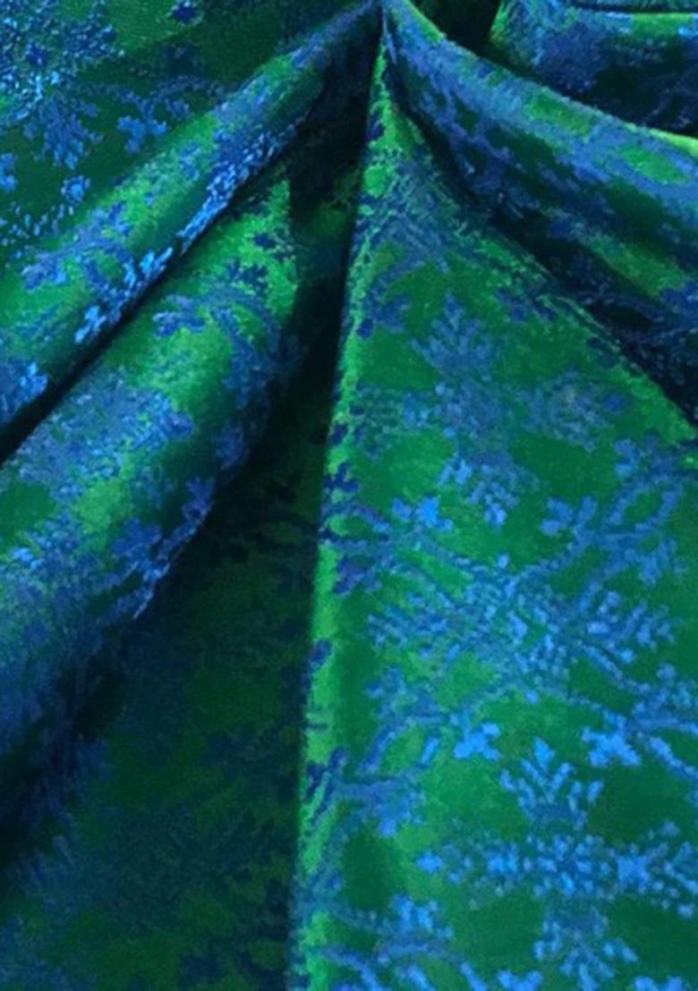 Blue Brocade Dress - Indya