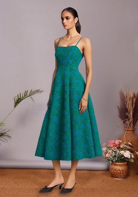 Blue Brocade Dress