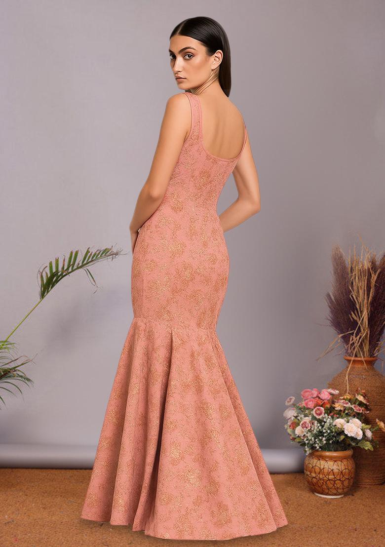 Pink Brocade Dress - Indya