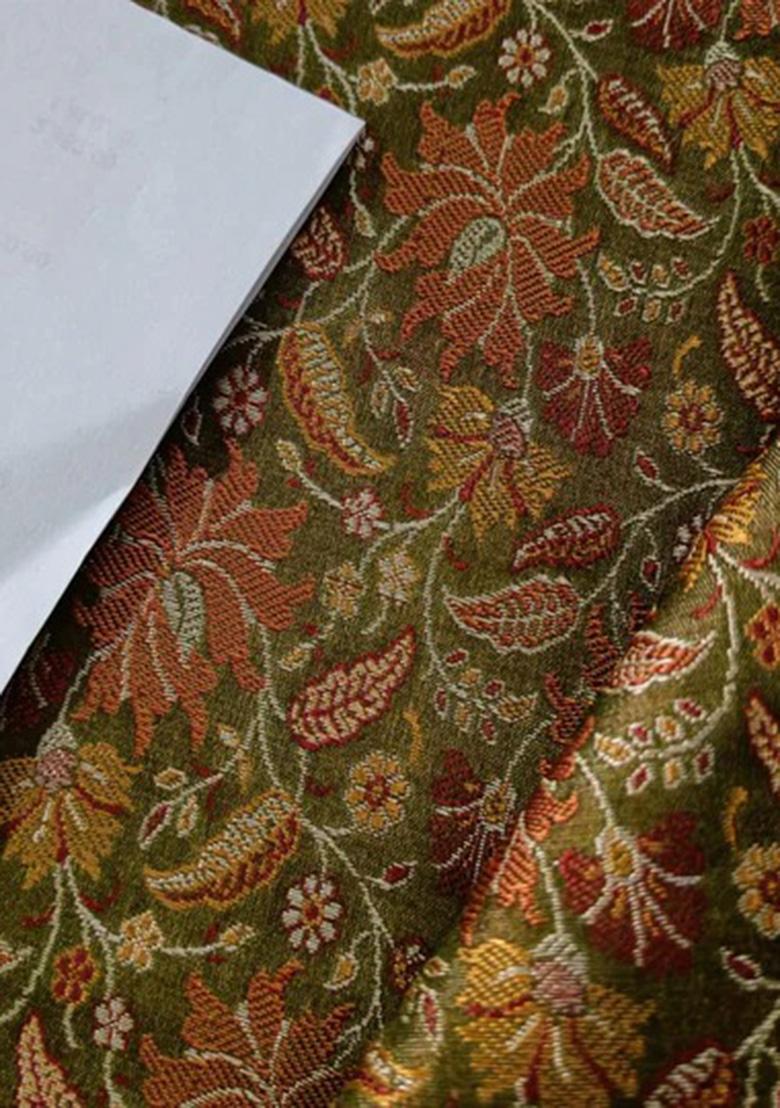 Green Brocade Dress - Indya