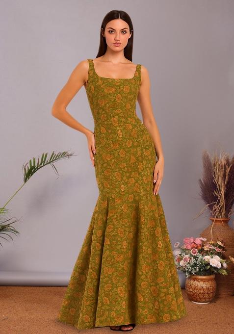 Green Brocade Dress