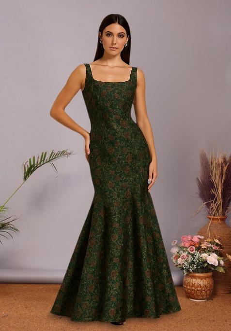 Green Brocade Dress