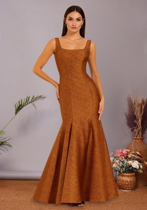 Orange Brocade Dress