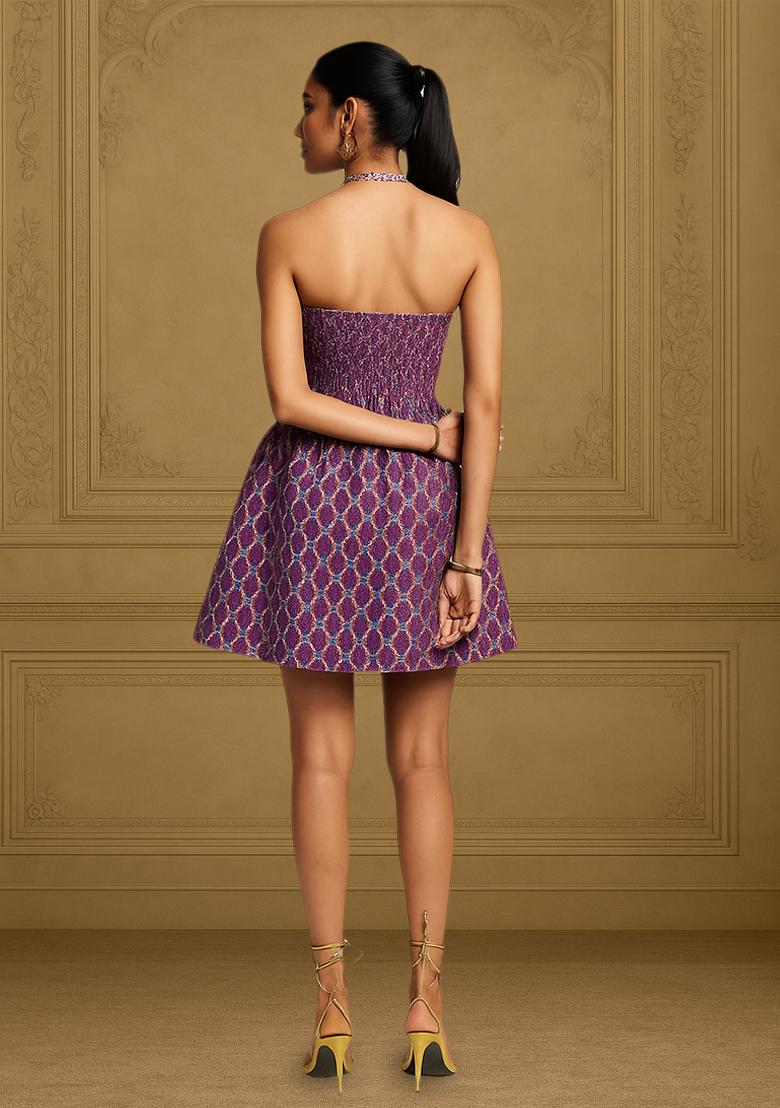 Pink Brocade Dress - Indya