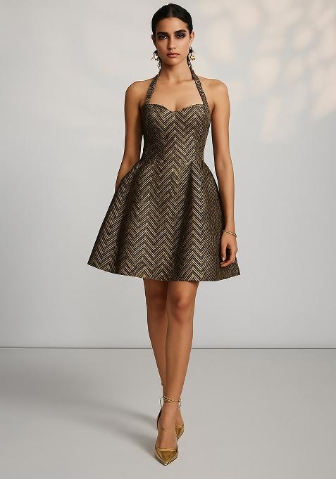 Metalic Gold Brocade Dress