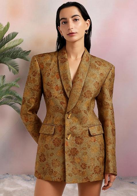 Yellow Brocade Dress