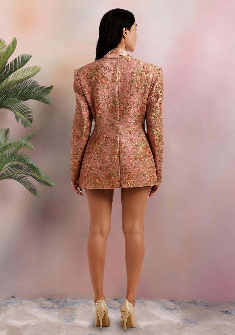 Multicolor Brocade Dress - Indya