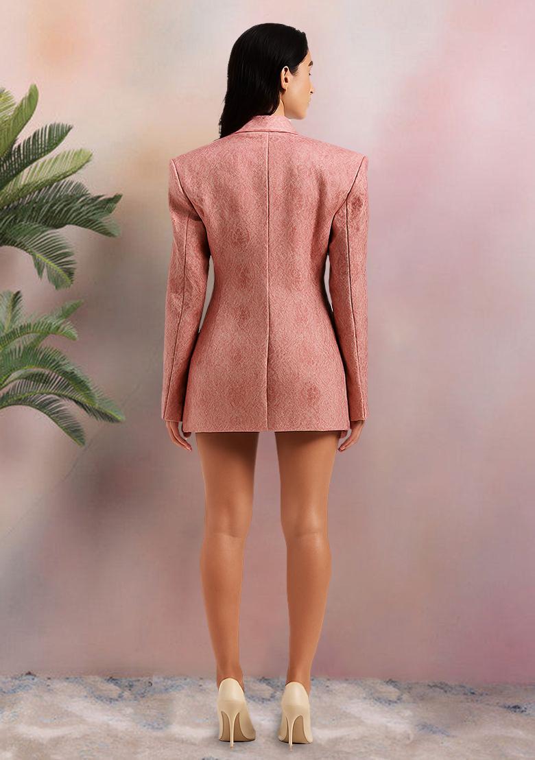 Pink Brocade Dress - Indya