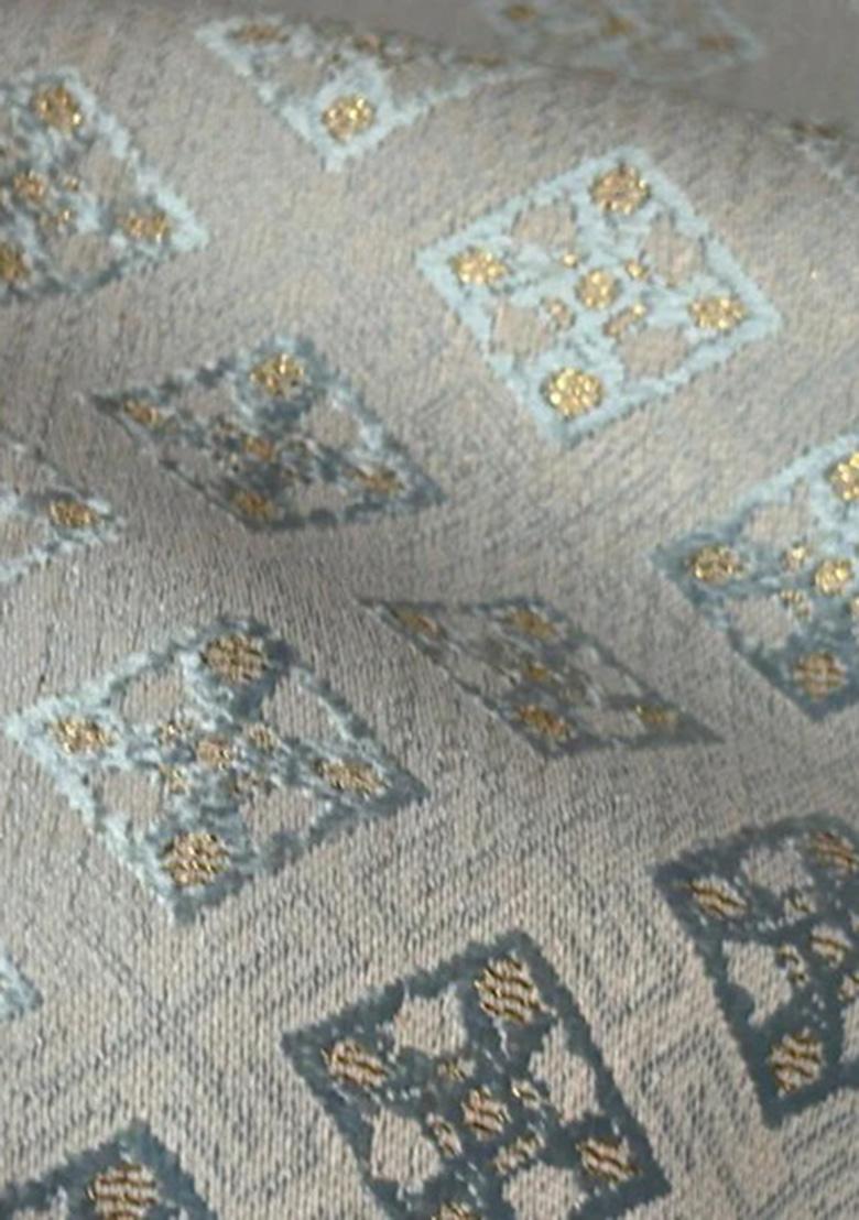 Blue Brocade Dress - Indya