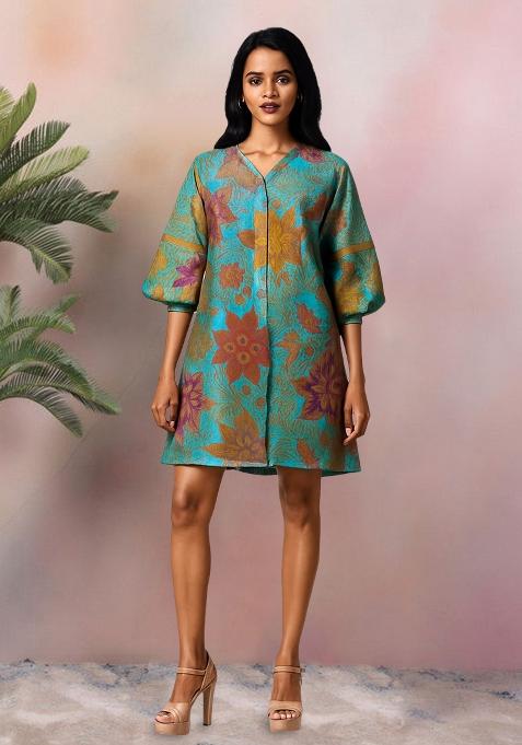 Multicolor Brocade Dress