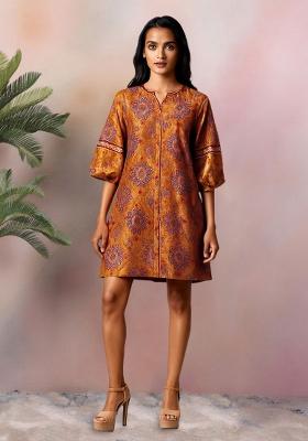 Orange Brocade Dress