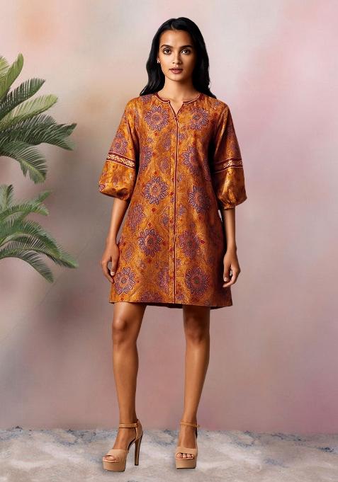 Orange Brocade Dress