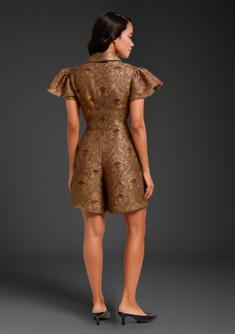 Purple Brocade Dress - Indya