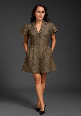 Grey Brocade Dress