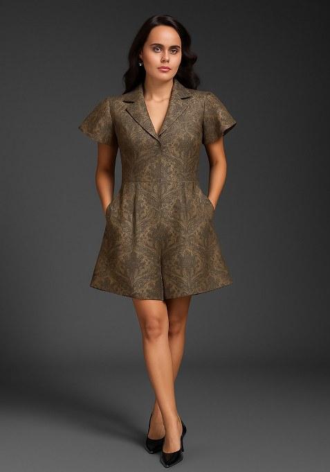 Grey Brocade Dress