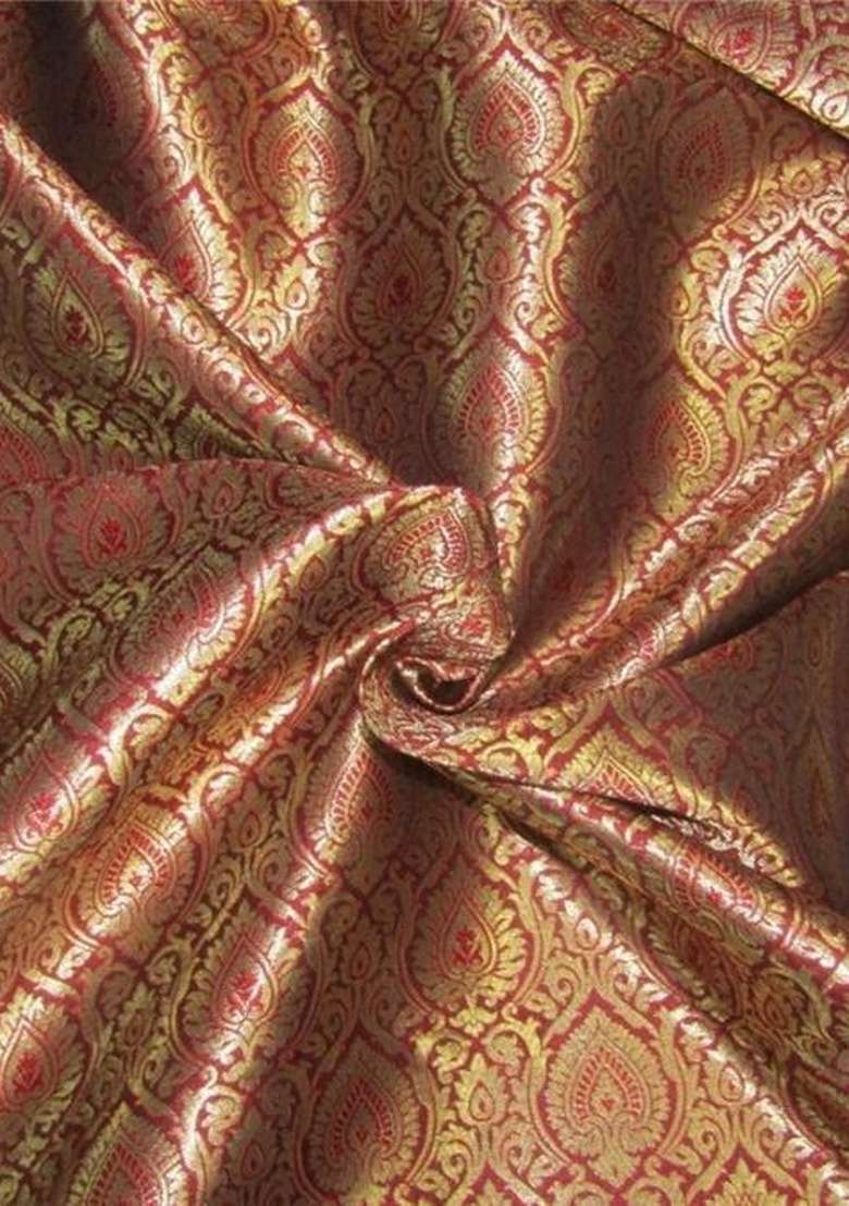 Maroon Brocade Dress - Indya