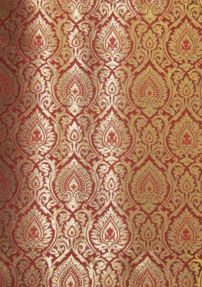 Maroon Brocade Dress - Indya