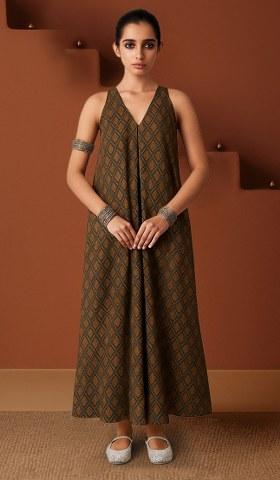 Brown Brocade Dress