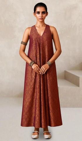 Metalic Pink Brocade Dress