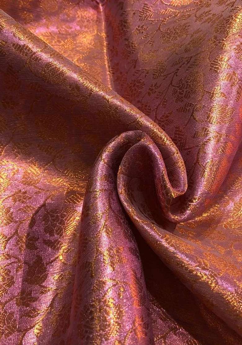 Metalic Pink Brocade Dress - Indya