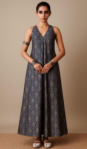 Blue Brocade Dress
