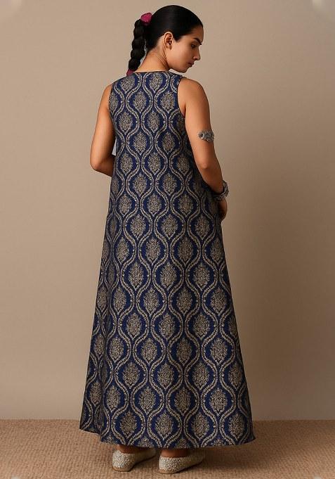 Blue Brocade Dress