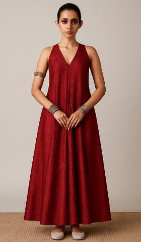 Red Brocade Dress