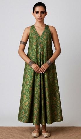 Green Brocade Dress