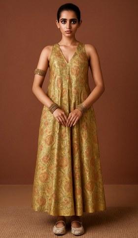 Green Brocade Dress