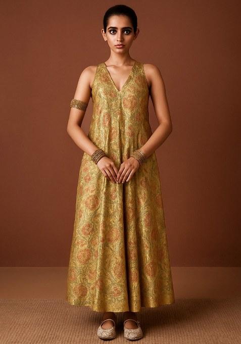 Green Brocade Dress