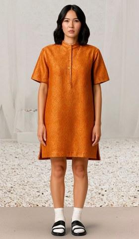 Orange Brocade Dress