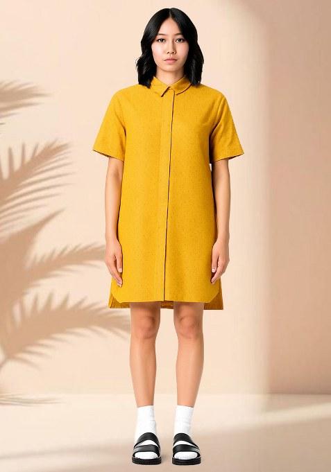 Yellow Brocade Dress