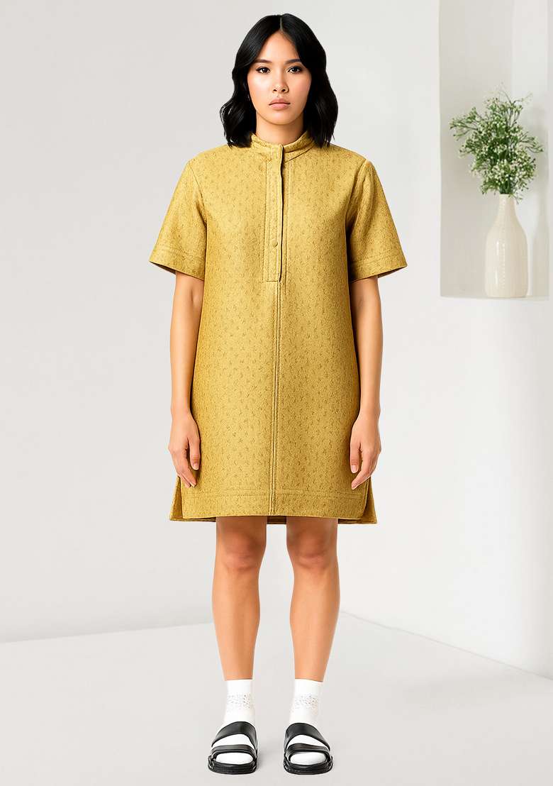 Golden Brocade Dress - Indya