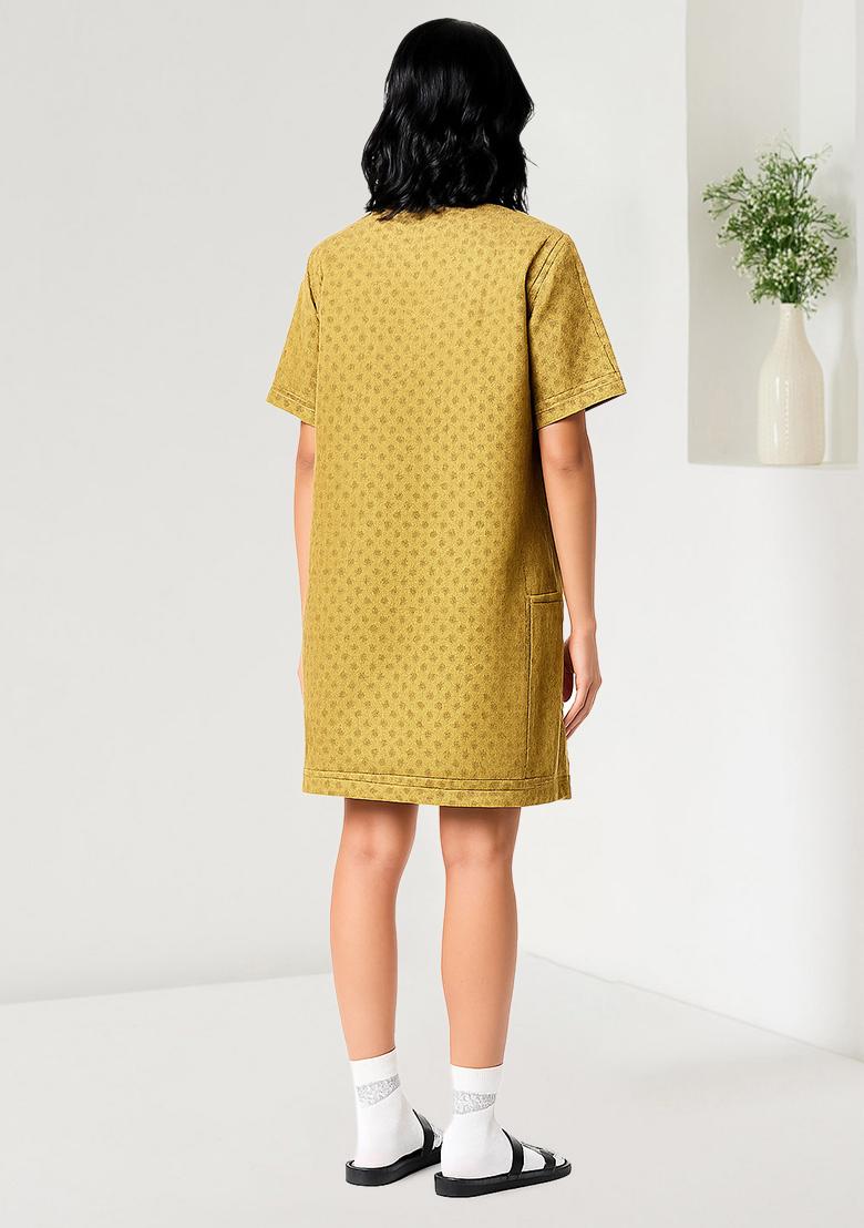 Golden Brocade Dress - Indya