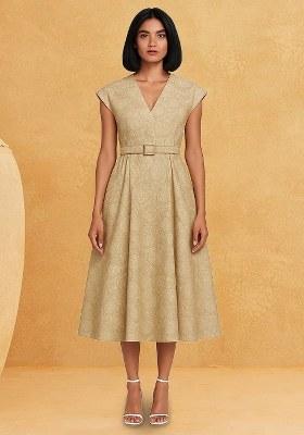 Beige Brocade Dress