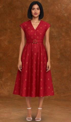 Red Brocade Dress