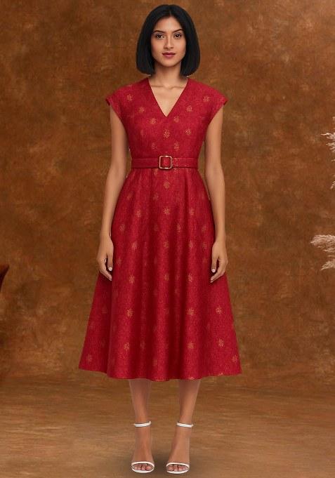 Red Brocade Dress